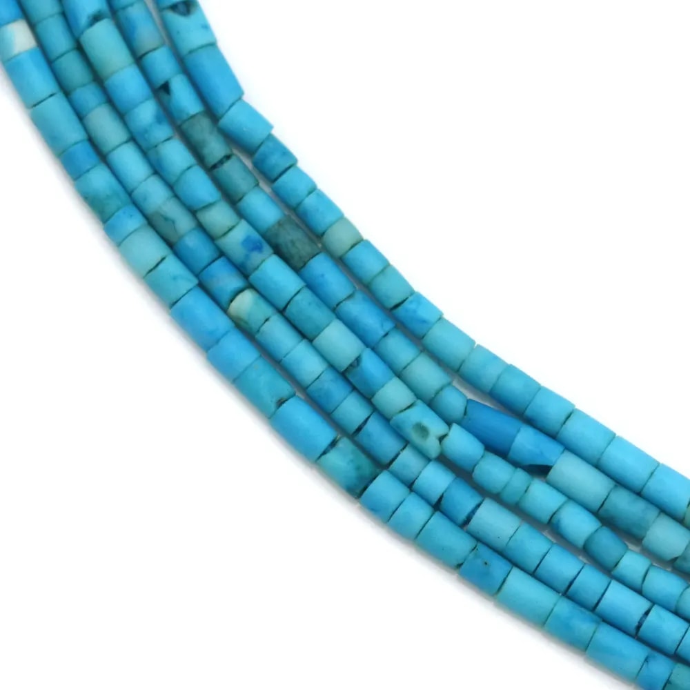 Turquoise reconstituée bleu, en forme de tube, 1.0mm x 37cm
