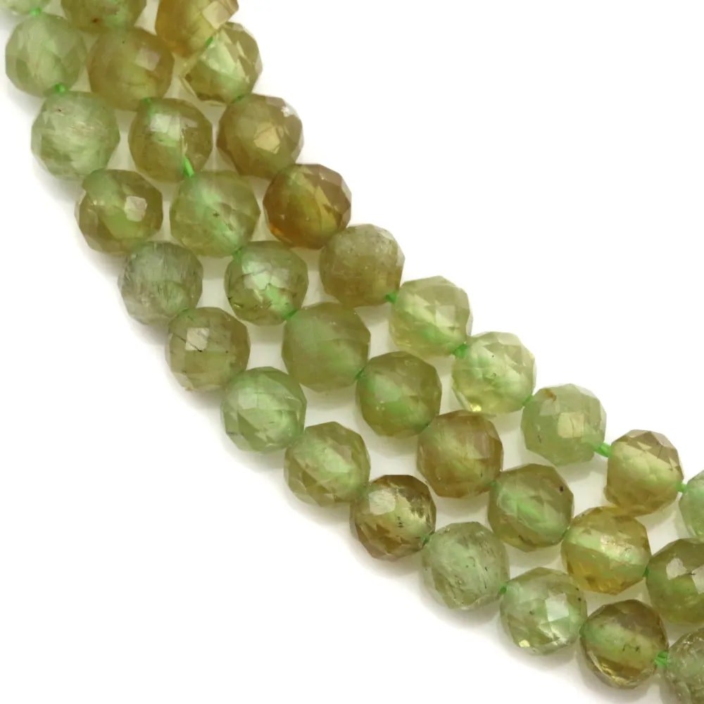 Grenat vert rond facette 5mm x 40cm