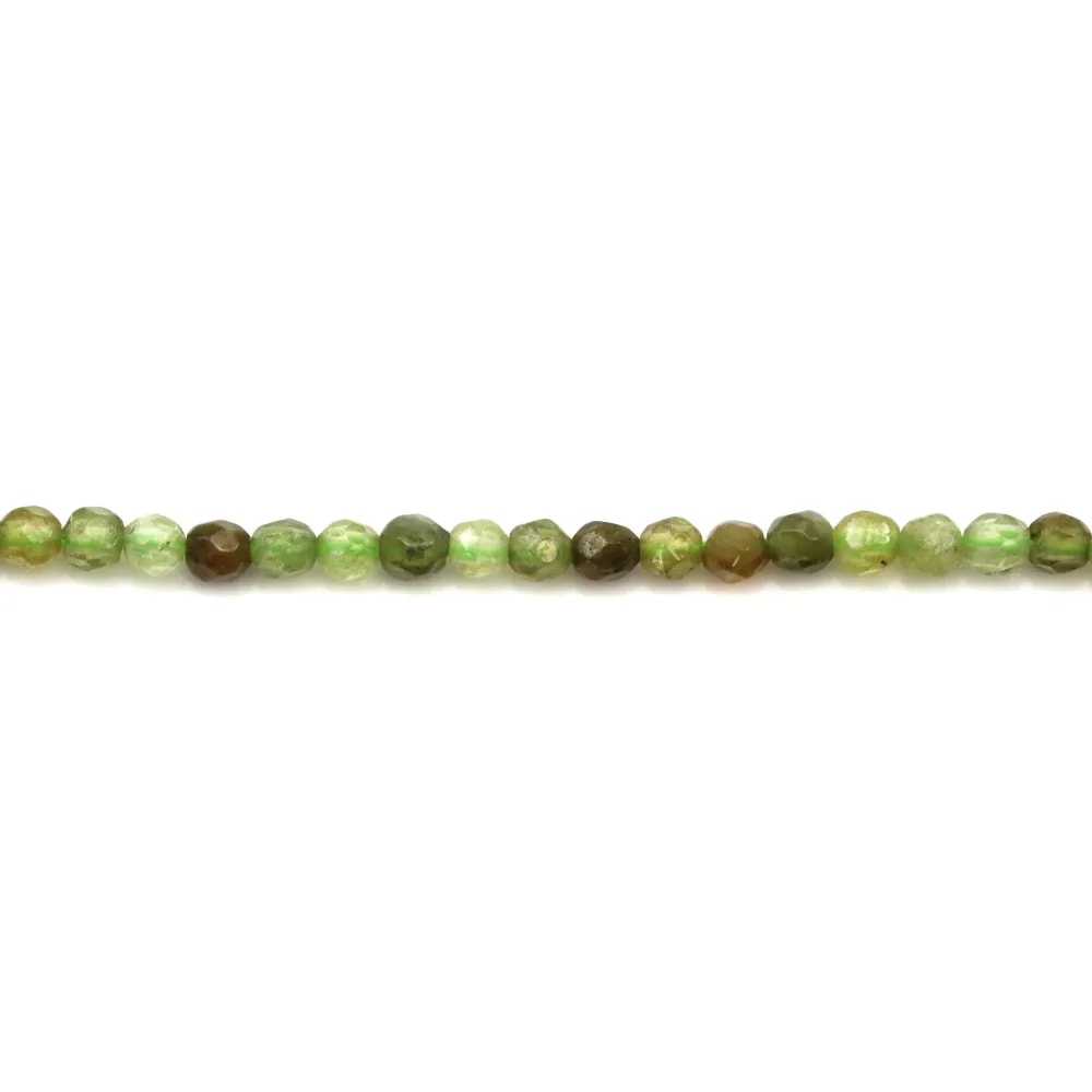 Grenat vert rond facetté 3mm x 40cm