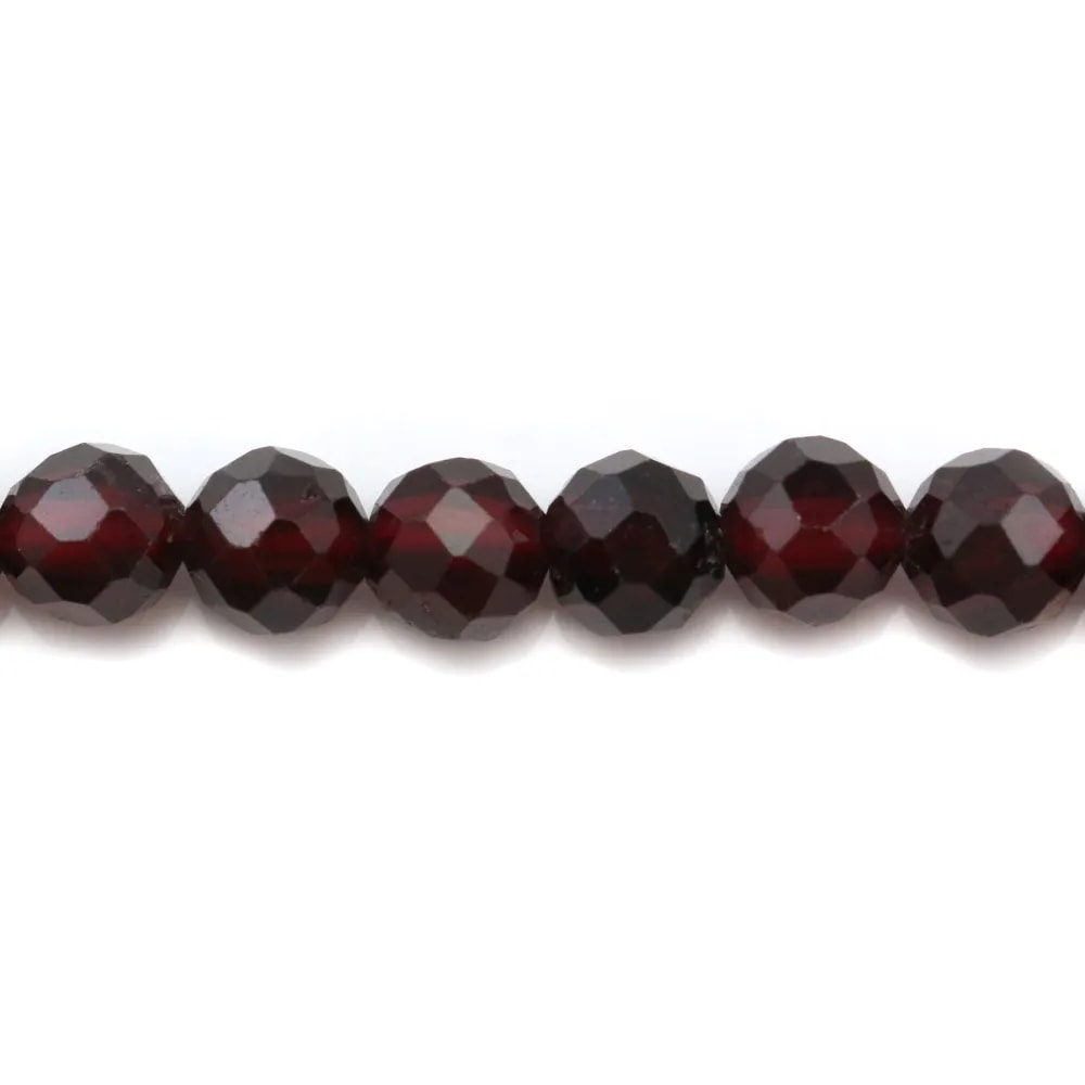 Grenat Rond Facette  4mm x 10pcs