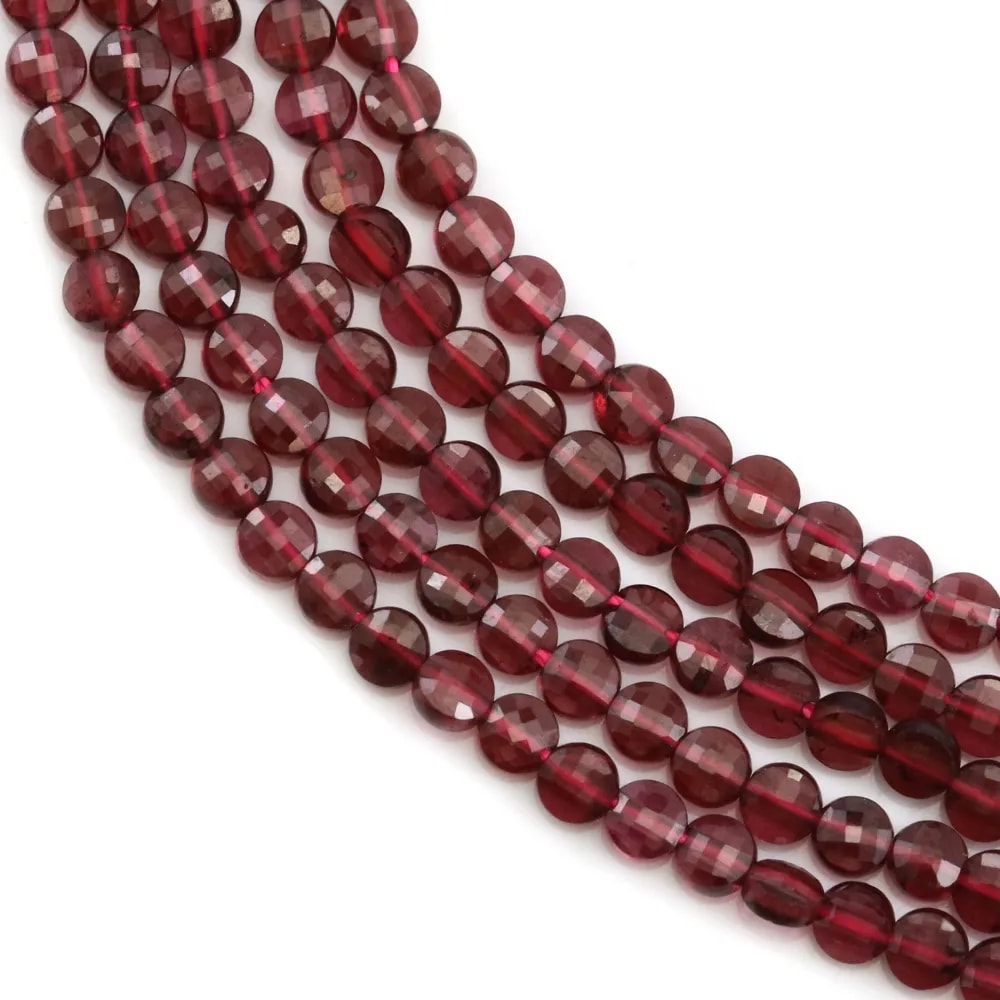 Grenat rond plat facette 2mm x 40cm