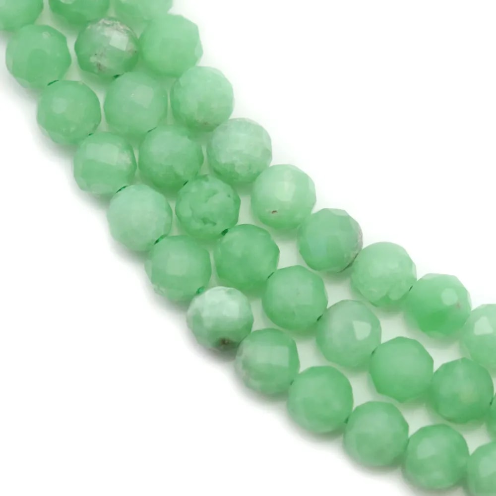 Angélite verte ronde facettée 4mm x 39cm