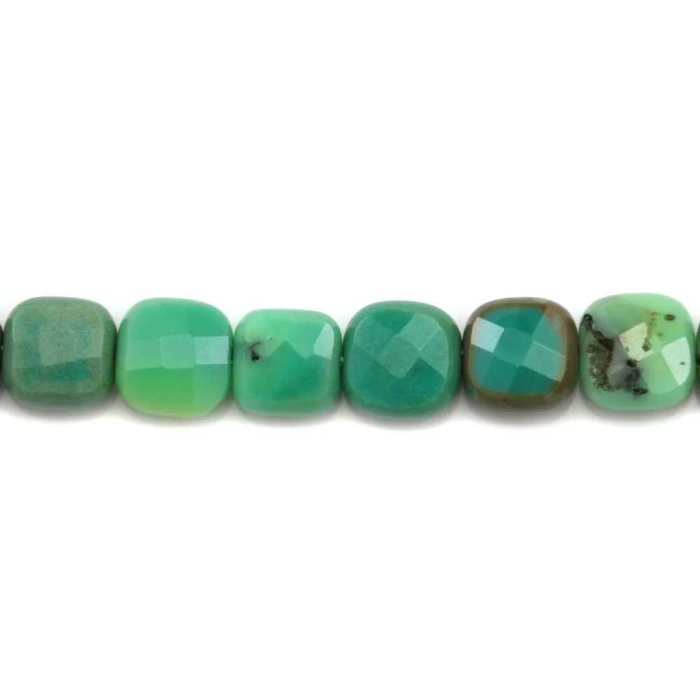 Agate d'herbe carré facetté 8mm x 4pcs