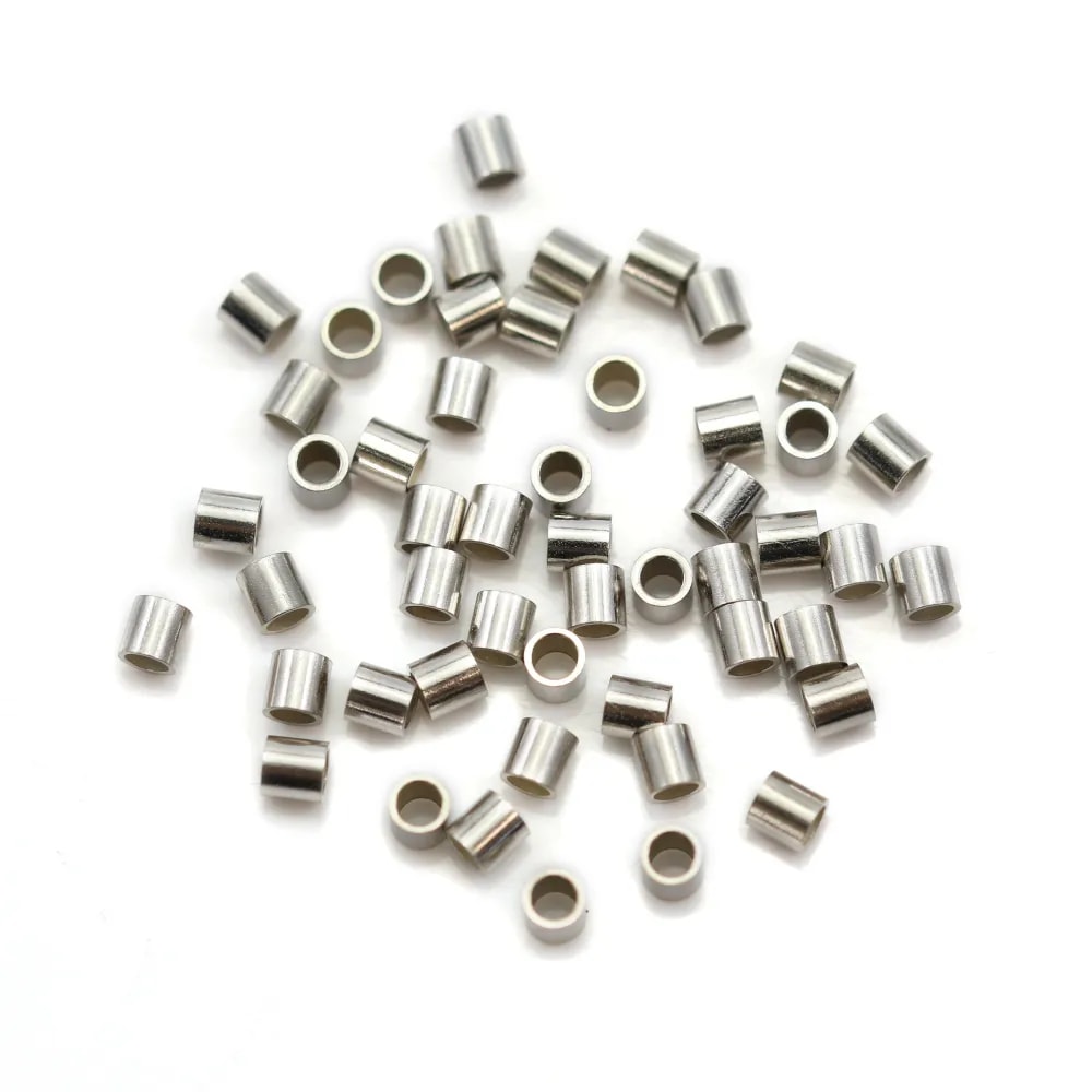Rhodium 925 silver crimp tubes 2x2mm x 20pcs