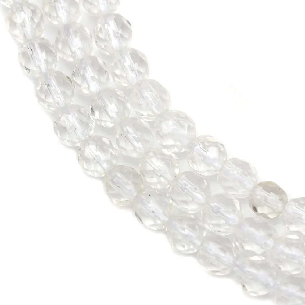 Cristal de roche rond facetté sur fil 4mm x 40cm