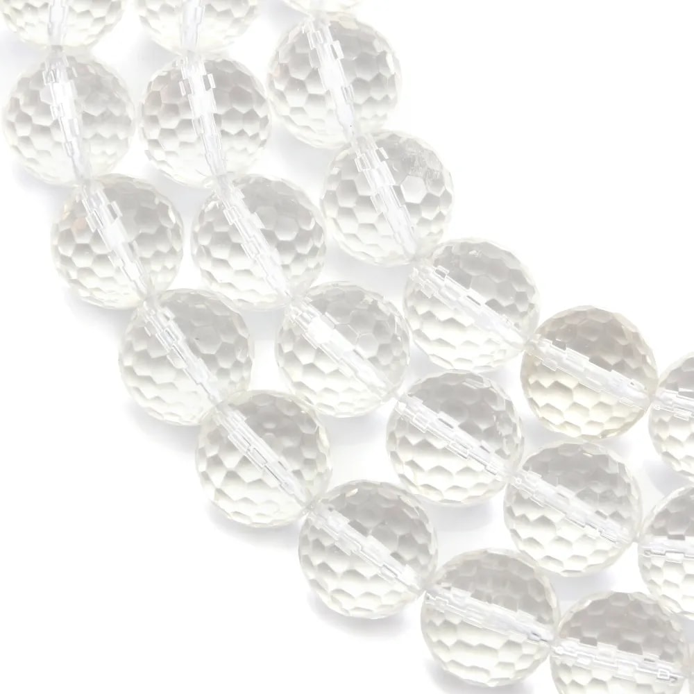 Cristal de roche Ronde Facette 14mm x 40cm