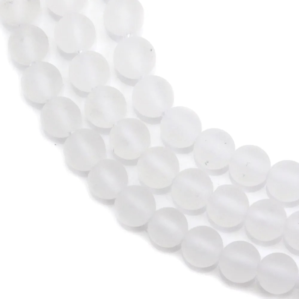 Cristal de roche ronde matte 6mm x 40cm