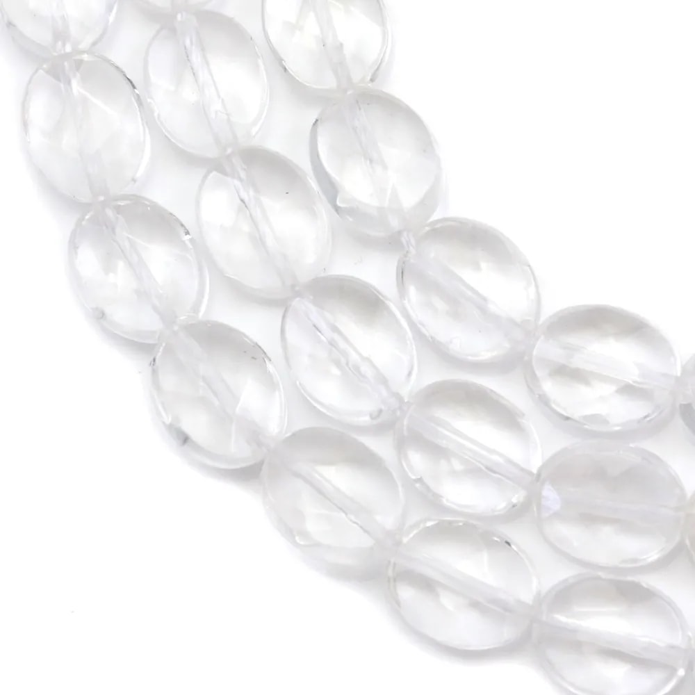 Cristal de roche Ovale Facette 10x14mm x 40cm