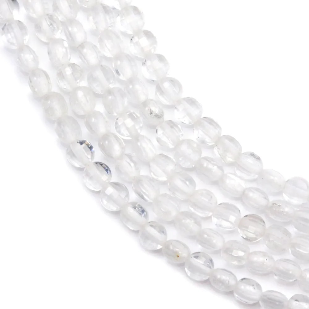 Cristal de roche rond plat facette 2mm x 40cm