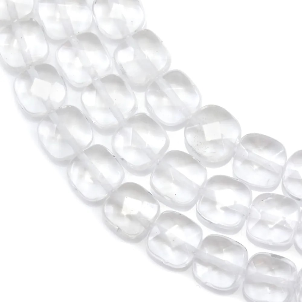 Rock Crystal Quartz Faceted Square 10mm x 40cm