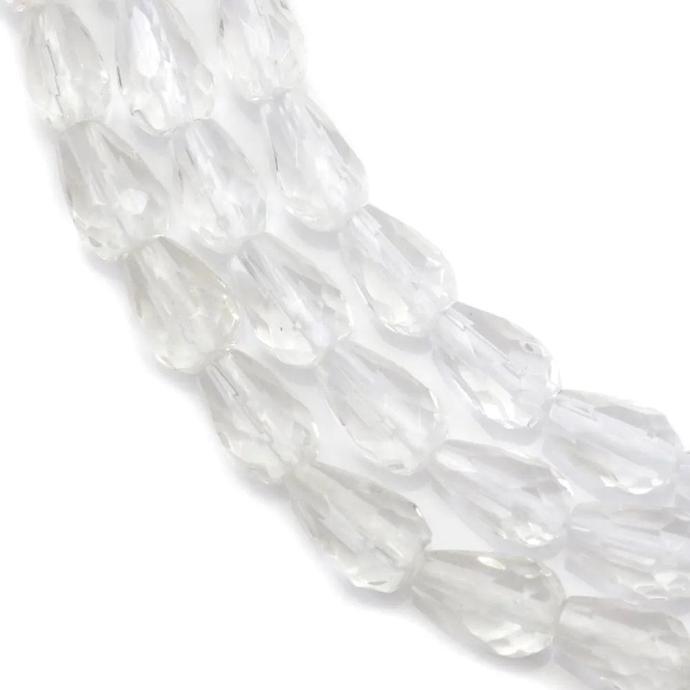 Cristal de roche Goutte Facette 6x9mm x 40cm