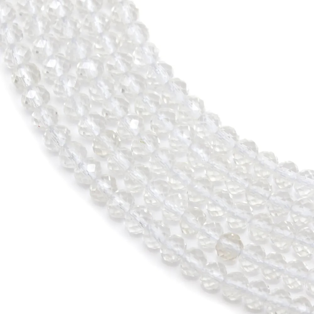 Cristal de roche rond plat facette 2mm x 40cm