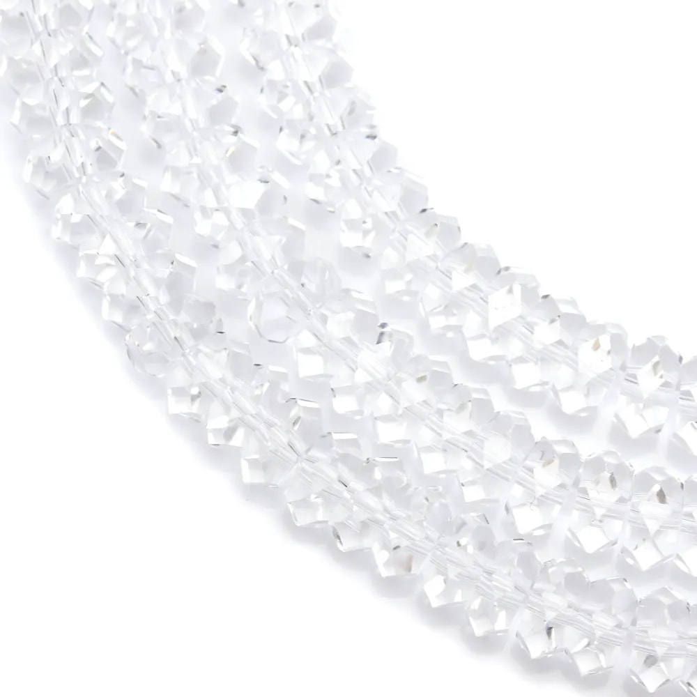 Cristal de roche rondelle facette 4x7mm x 40cm