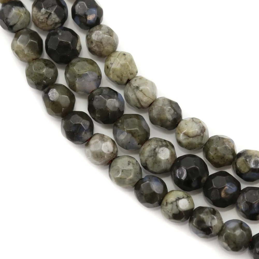 Opal grise ronde facette 4mm x 40cm