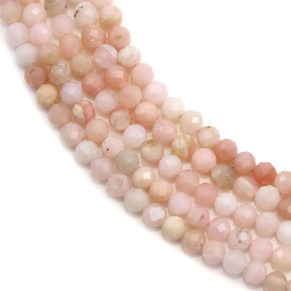 Opale rose, de forme ronde facetté, et de taille 3mm x 40cm