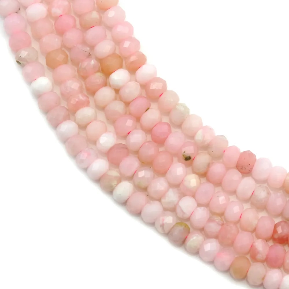 Opale rose rondelle facette 2x3mm x 40cm