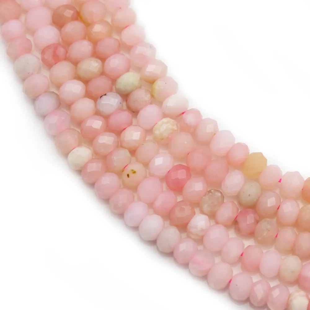Opale rose, en forme de rondelle facetté, 2 * 3mm, qualité B x 39cm