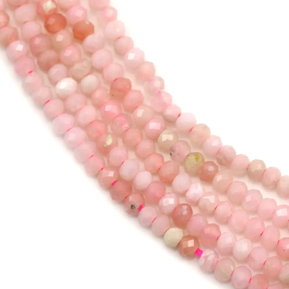 Opale rose rondelle facette 1.5x2.0mm x 40cm