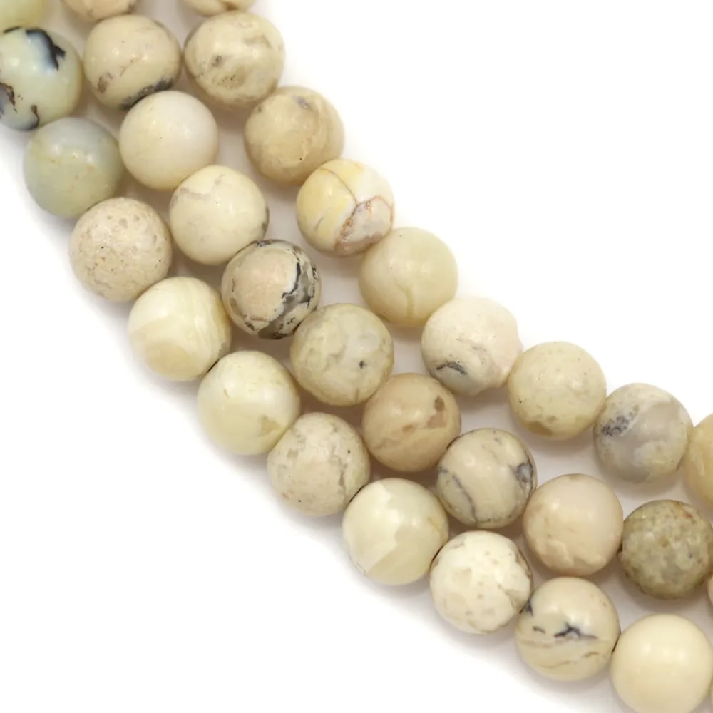 Opale africaine, de couleur beige, de forme ronde, 4mm x 40cm