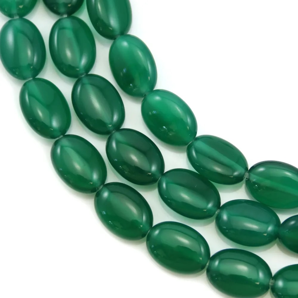 Agate verte ovale 10x14mm x 40cm