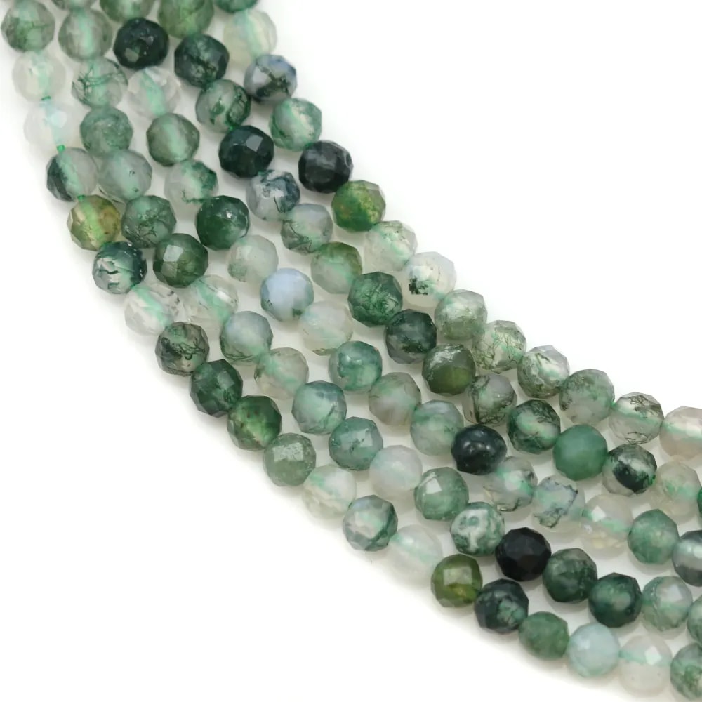 Agate mousse facette 3mm x 39cm
