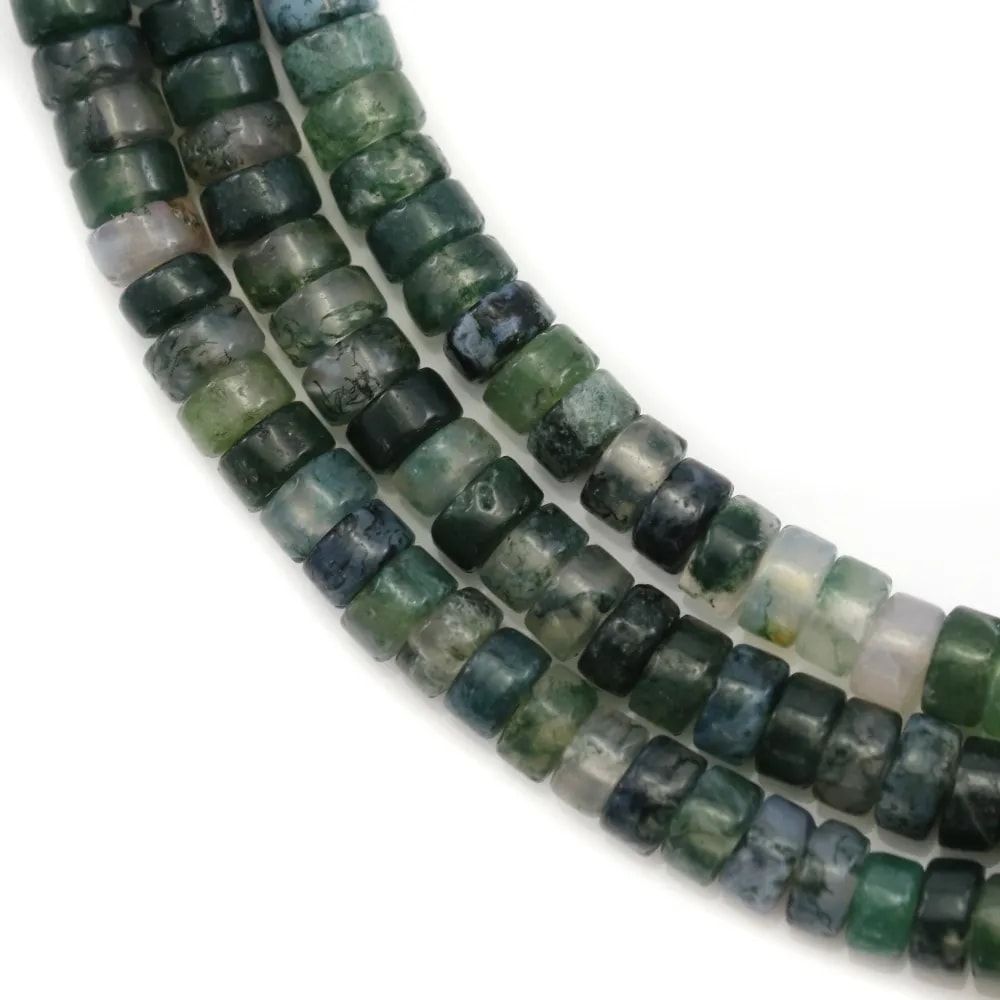 Agate mousse de forme rondelle 2x4mm x 40cm