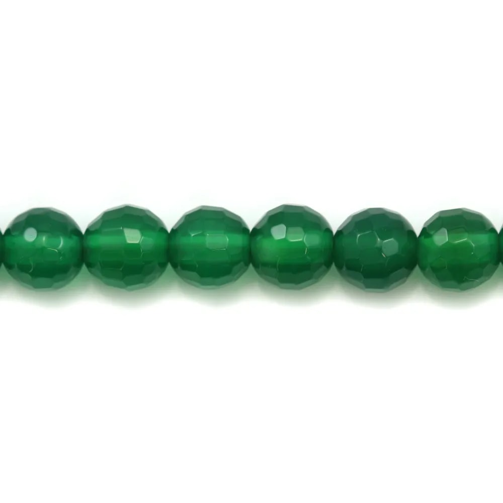 Agate vert rond facette 8mm x 5 st