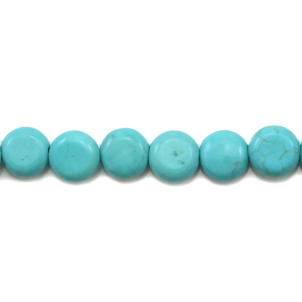 Round flat reconstituted turquoise 6mm x 10pcs