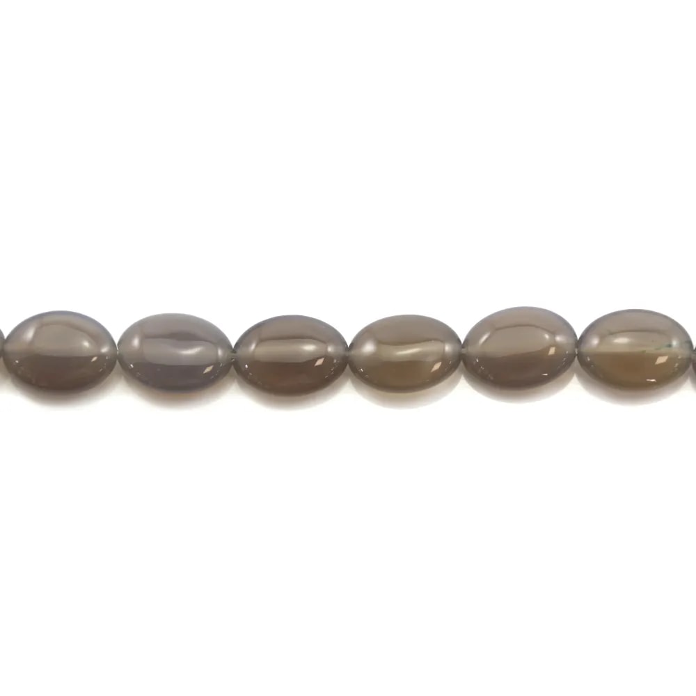Agate grise ovale 13x18mm x 4pcs  