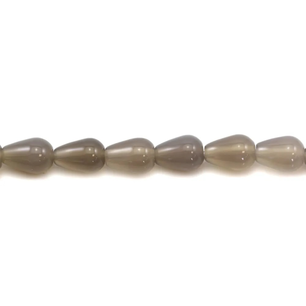 Agate grise goutte 10x15mm x 5pcs