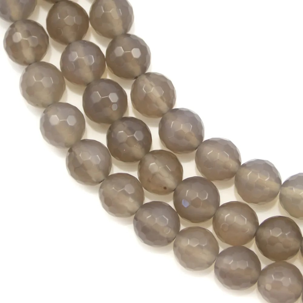 Agate grise Ronde facette 8mm x 40cm
