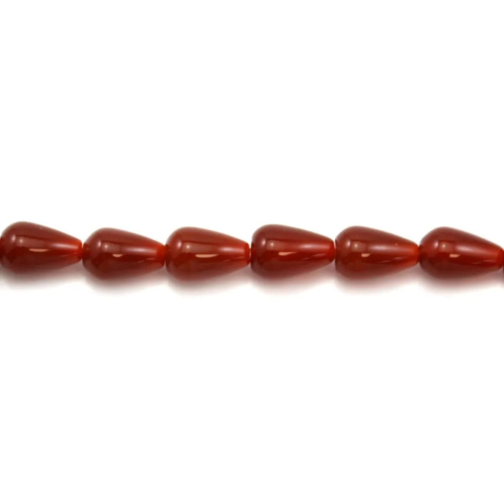 Agate rouge goutte 6x9mm x 40cm