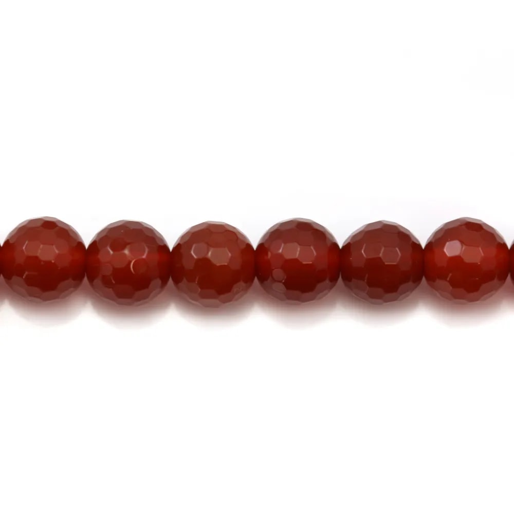 Agate rouge ronde facette 8mm x 40cm