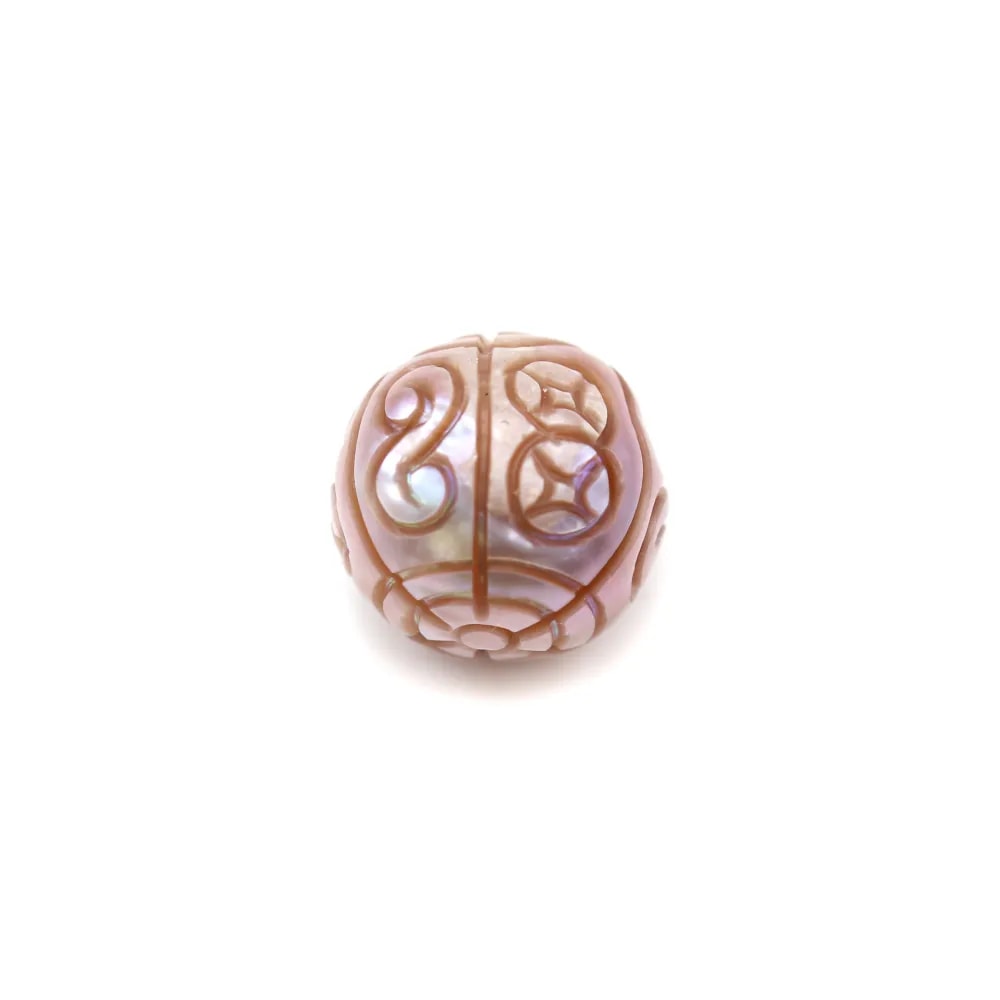 Perle de culture d'eau douce sculptée, 13-14mm x 1pc