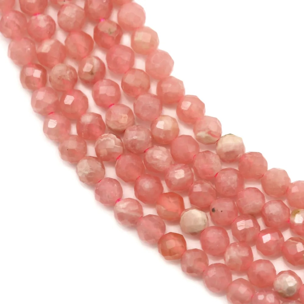 Rhodochrosite de forme ronde facette, de taille 3mm x 40cm
