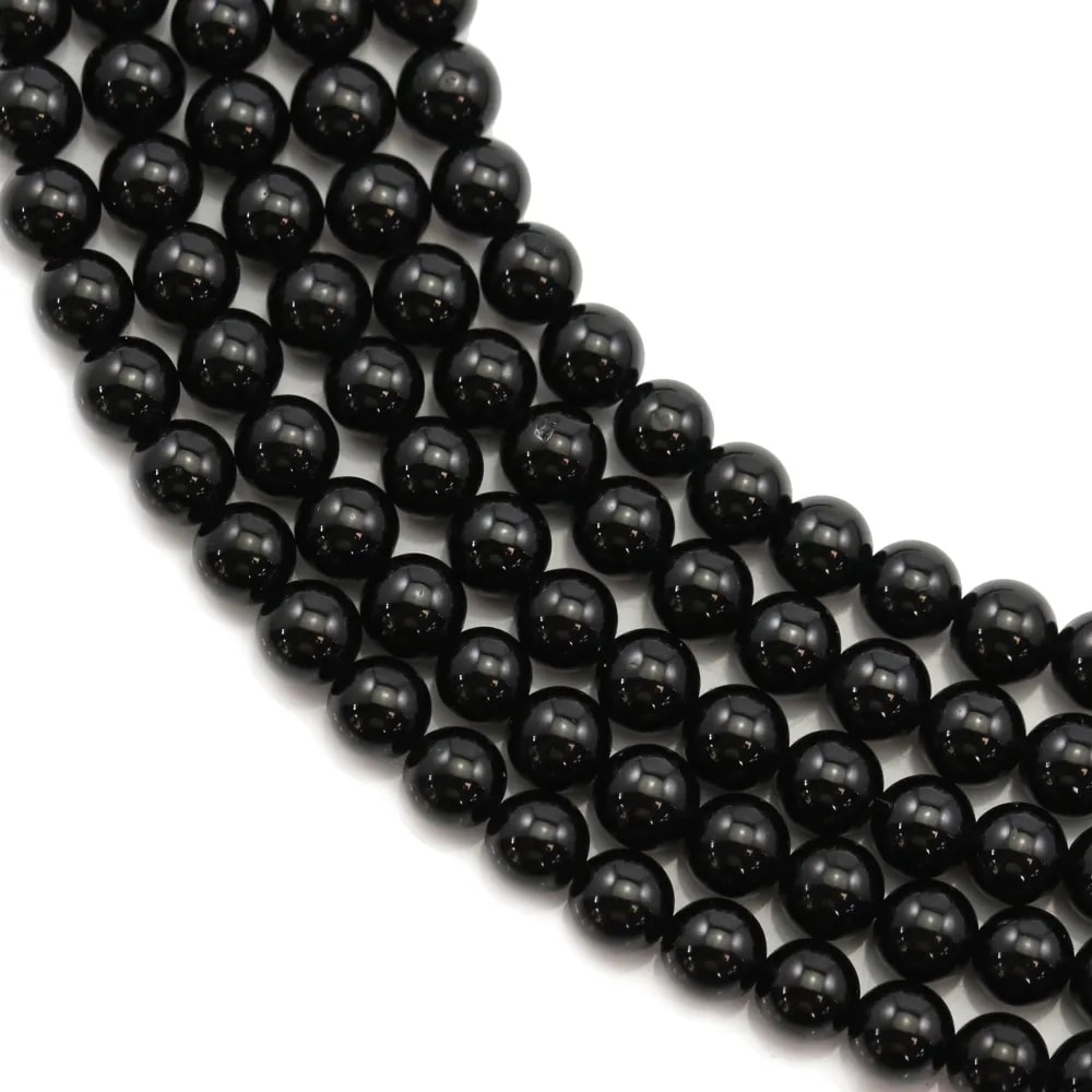 Black tourmaline round 4mm x 40cm