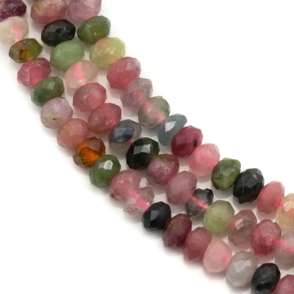 Tourmaline Faceted Rondelle3* 4mm x 40cm 