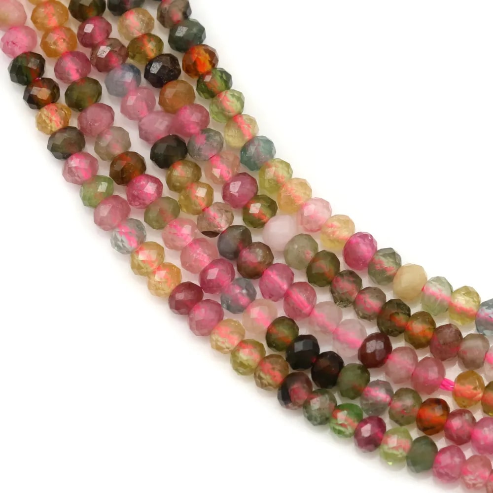 Tourmalines rondelles facettes 1.5x2.2mm x 40cm