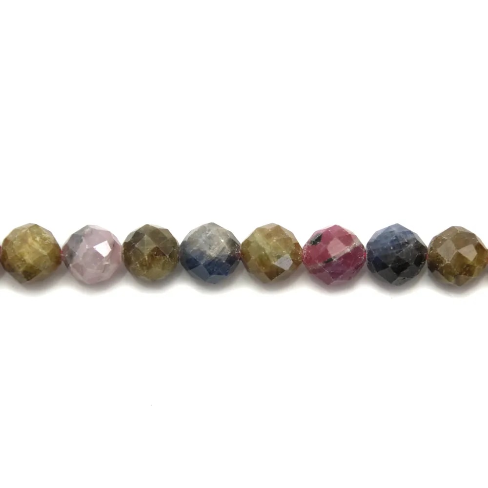 Ruby Sapphire Rond Facette 8mm x 40cm