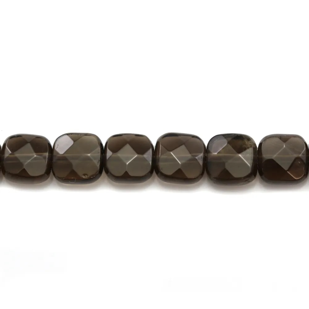 Smoky Quartz Faceted Square 8mm x 4pcs 