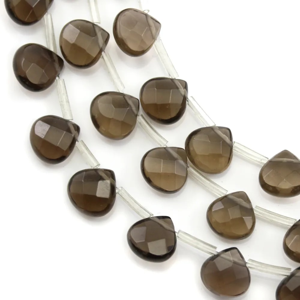 Quartz Fumé Goutte Plate Facette 10MM X40cm（30pcs）