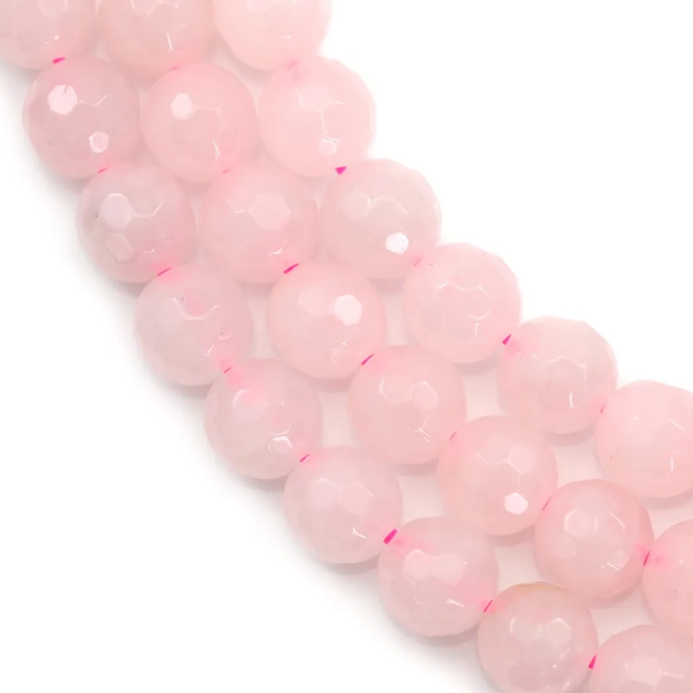 Quartz Rose Ronde Facette 8mm x 40cm 