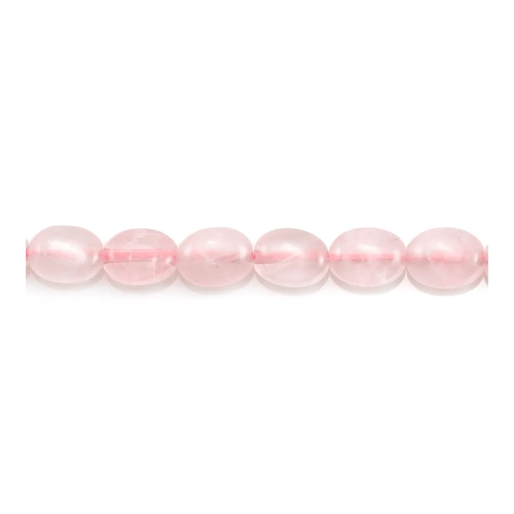 Quartz rose, de forme oval, 6x8mm x 39cm
