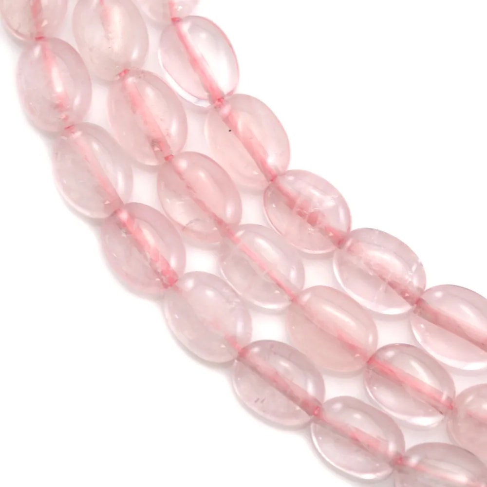 Quartz rose, de forme oval, 6x8mm x 39cm