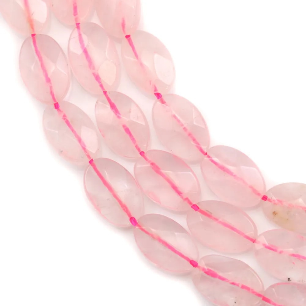 Quartz Rose Ovale facette  8x12mm x 40cm 