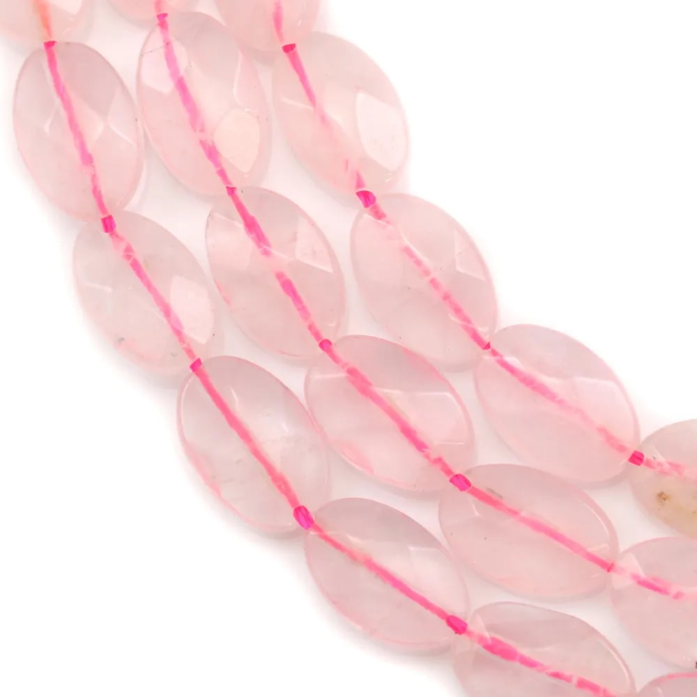 Quartz Rose Ovale facette  13x18mm x 40cm 