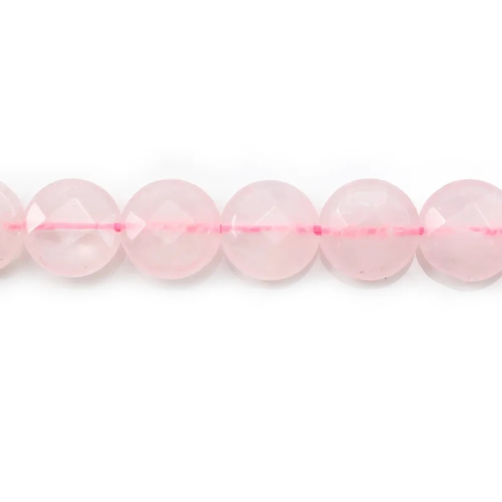 Quartz Rose Ronde Plate facette 10mm  x 6pcs