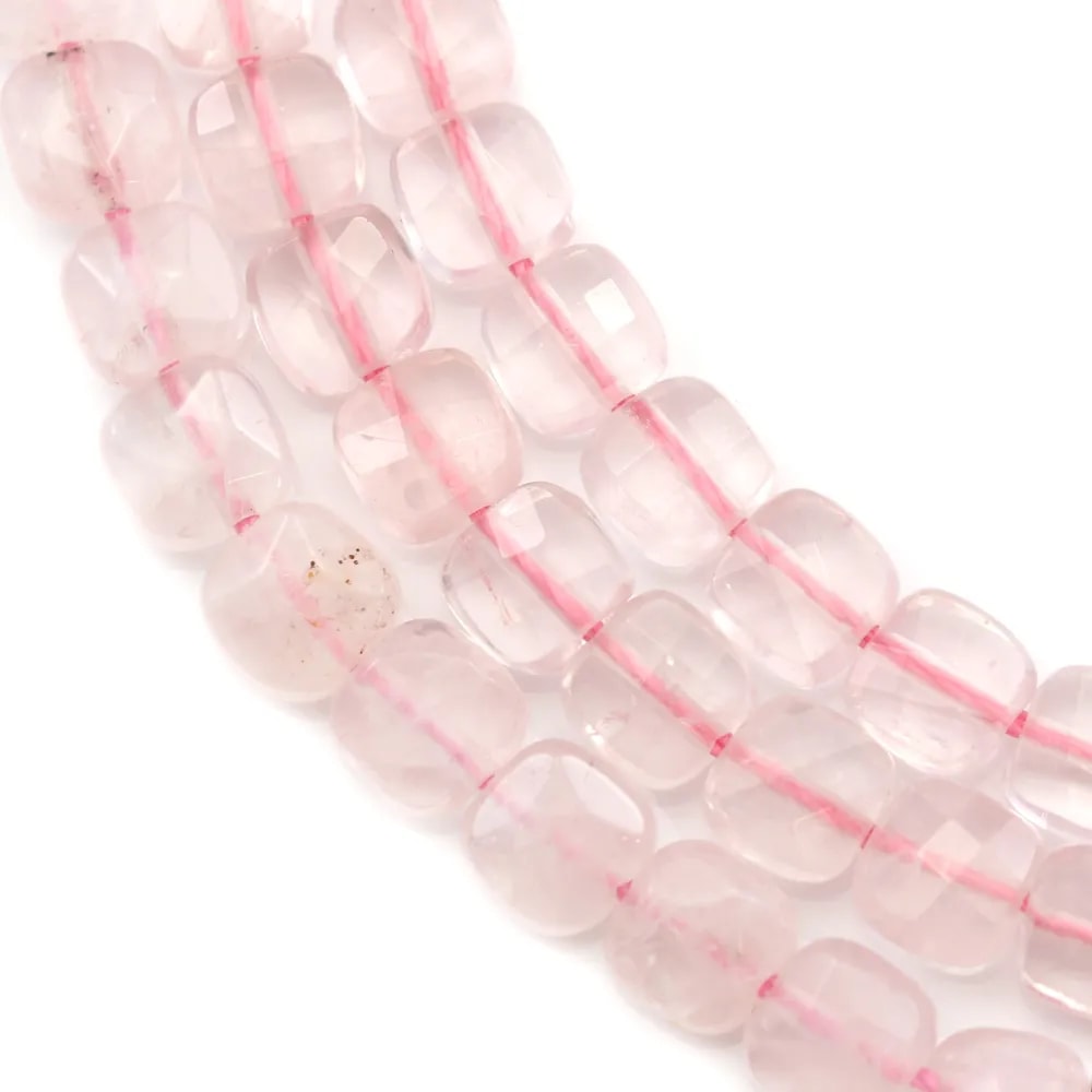 Pink quartz faceted square 6mm x 40cm