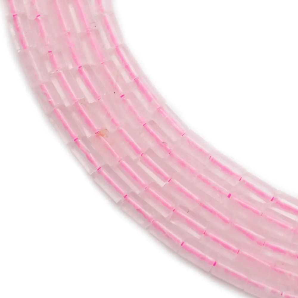 Pink quartz in the shape of a tube, size 2 * 4mm x 39cm
