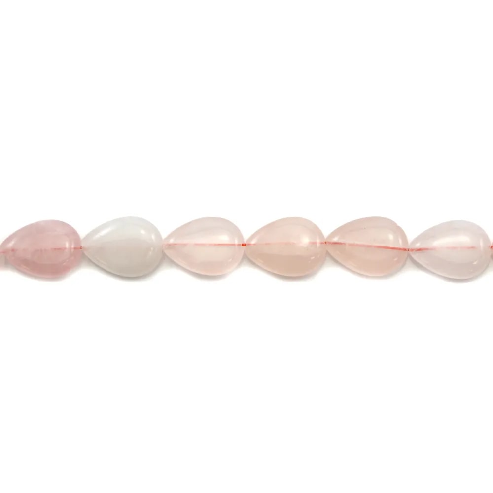 Quartz rose goutte plate 13x18mm x 40 cm 